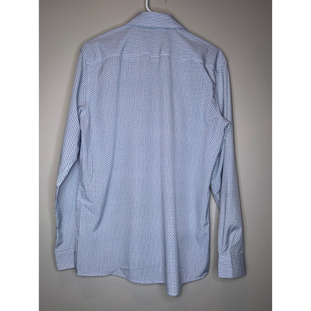 Tom Baine Performance Collection Slim Fit 4-Way Stretch Dress Shirt M Blue White - Picture 3 of 6
